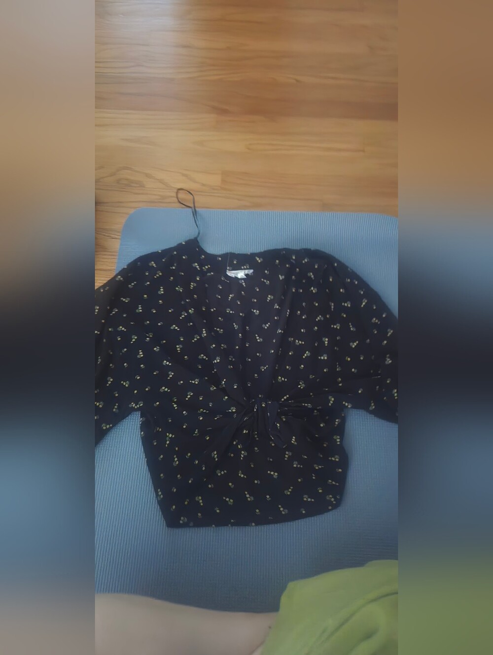 Black And Yellow Floral Wrap Crop Top